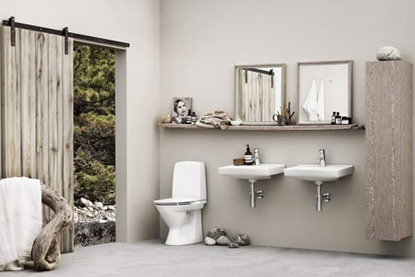 современный интерьер ванной в стиле ваби саби фото