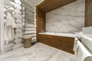 цвет ванной комнаты комбинация мрамора и дерева фото